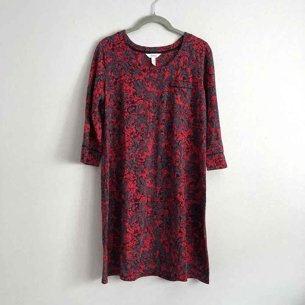 Soma Red Nightgown Size Medium Sleep Dress Cotton Modal Blend Comfort Lounge